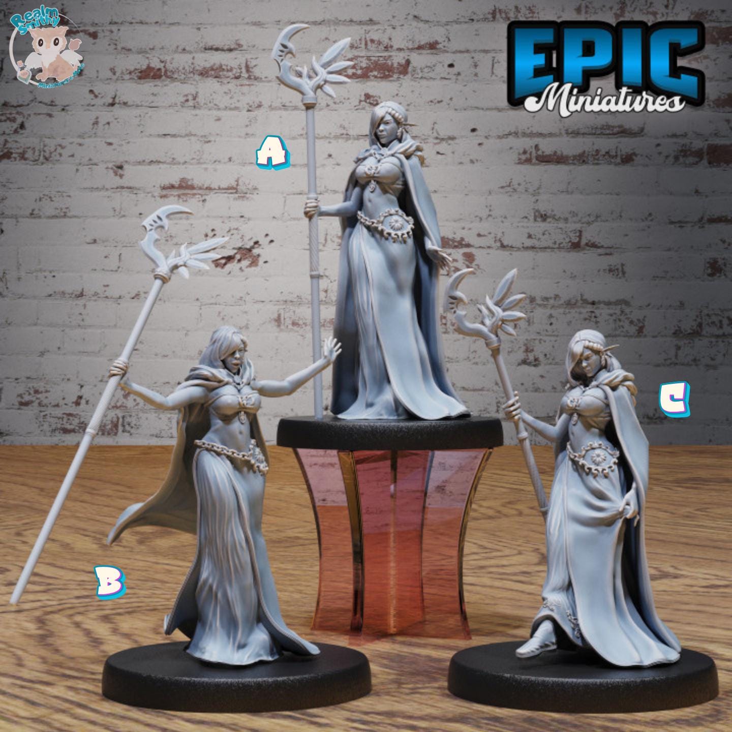 Female Elf Queen (Medium) | Premium DnD Minis | High Quality Resin Miniature | Human, Half-Elf, Drow, Beautiful, Sexy Woman, Magic Staff