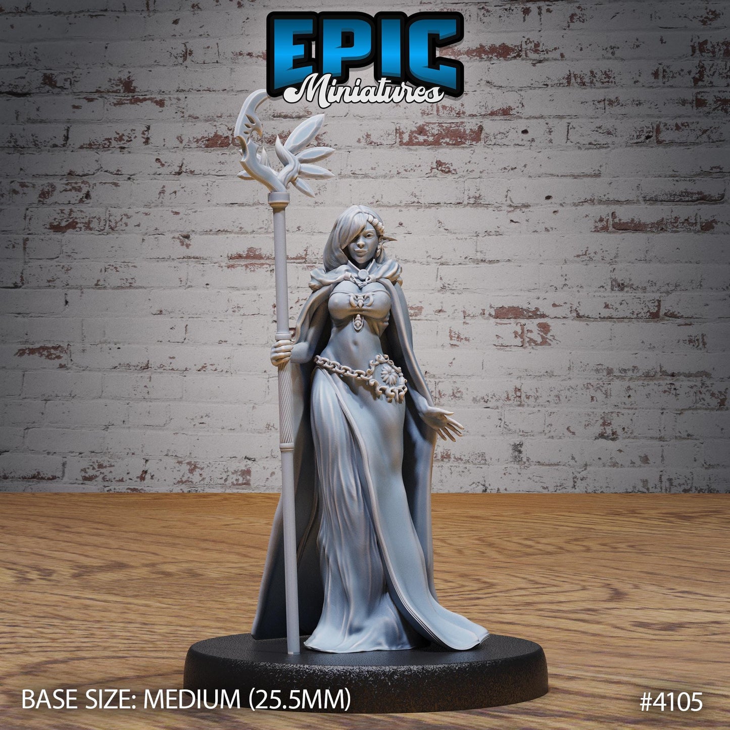 Female Elf Queen (Medium) | Premium DnD Minis | High Quality Resin Miniature | Human, Half-Elf, Drow, Beautiful, Sexy Woman, Magic Staff