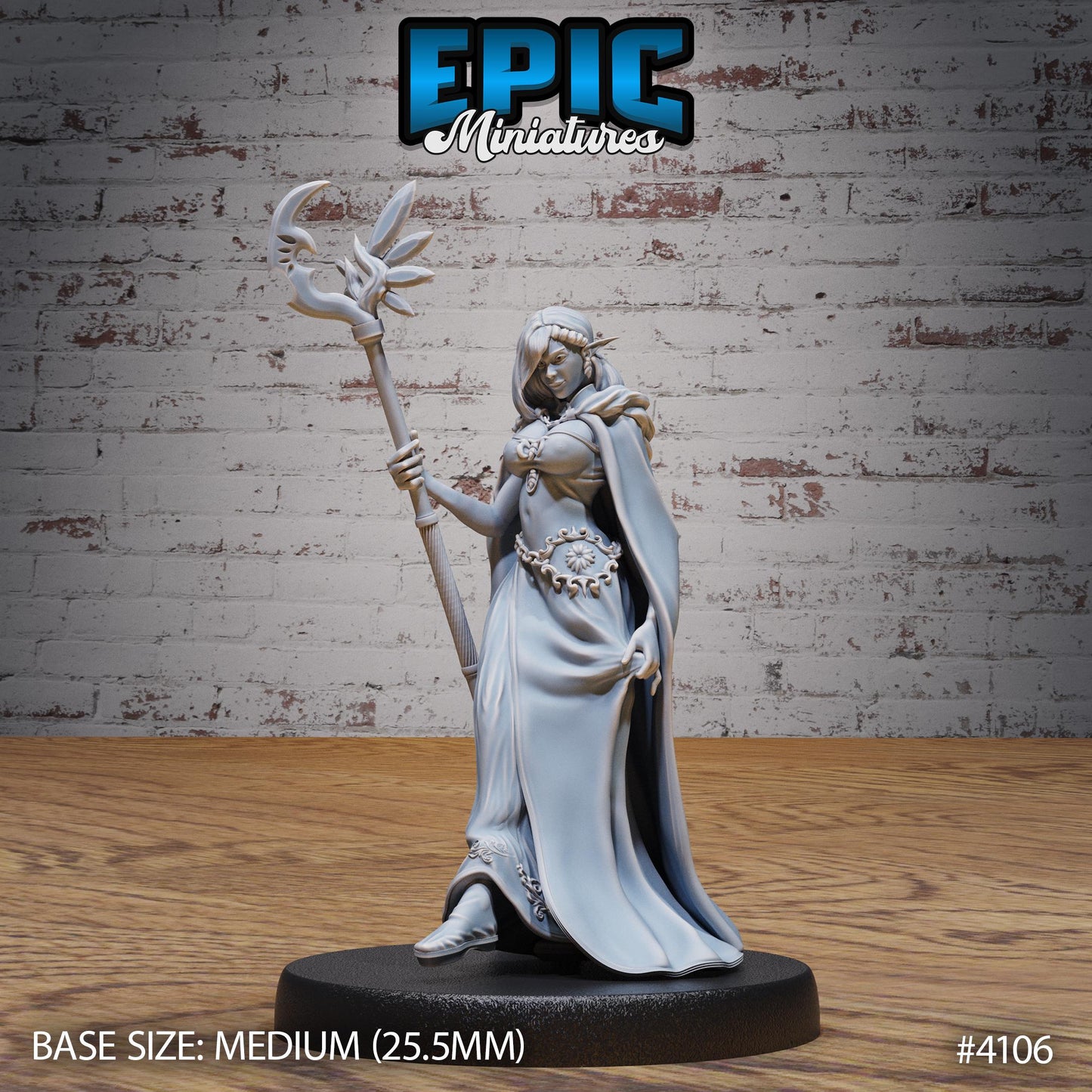 Female Elf Queen (Medium) | Premium DnD Minis | High Quality Resin Miniature | Human, Half-Elf, Drow, Beautiful, Sexy Woman, Magic Staff
