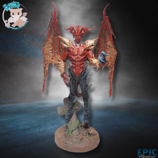 Devil Lord Bundle (Medium+Wings) | Premium DnD Minis High Quality Resin Miniature |Fantasy Demon| Raphael, BG3, Baldur's Gate, Demon, Flying