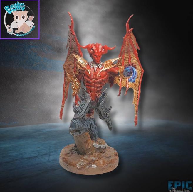 Devil Lord Bundle (Medium+Wings) | Premium DnD Minis High Quality Resin Miniature |Fantasy Demon| Raphael, BG3, Baldur's Gate, Demon, Flying