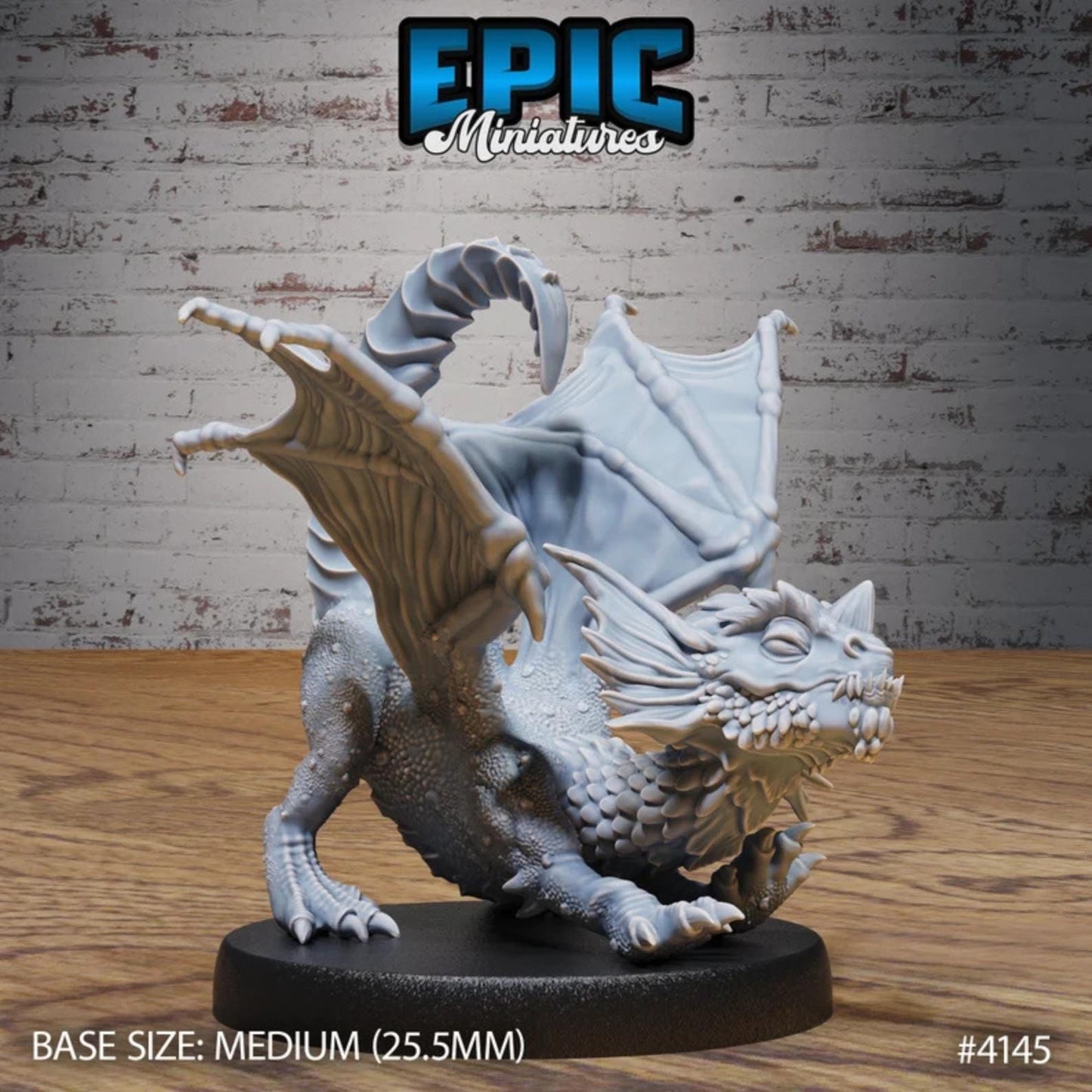 Blue Dragon Wyrmling Miniature (Medium) | Premium DnD Minis | High Quality Resin | Wyvern Mini, Beast, Medium, Cute, Stretching, Wyrm