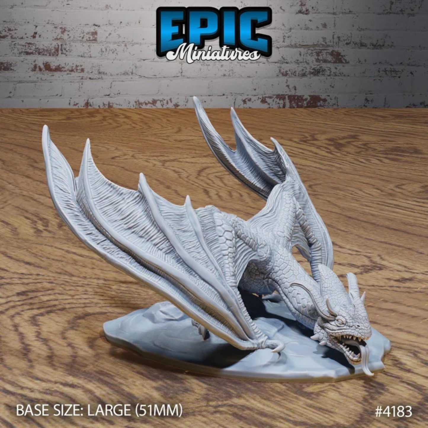Mountain Wyvern | Premium DnD Minis with High Quality Resin | Fantasy Wyvern, Dragon, Ruins, Chained, Attacking, Mount, Wings