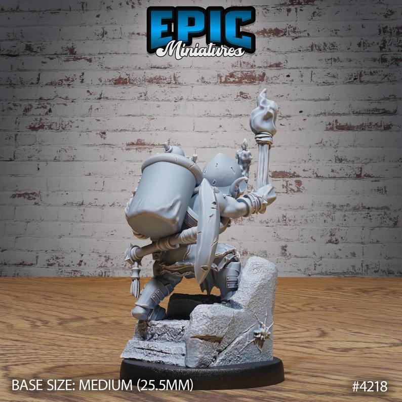 Goblin Miner (Medium) | Premium DnD Minis with High Quality Resin | Fantasy Male Goblin Gnome Miner | Rocket, Torch, Helmet, Bombs, Jetpack
