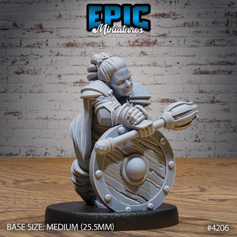 Male/Female Dwarf Fighter/Bard Bundle (Medium) | Premium DnD Minis | High Quality Resin | Fantasy, Drum, Spear, Shield Maiden, Valkyrie