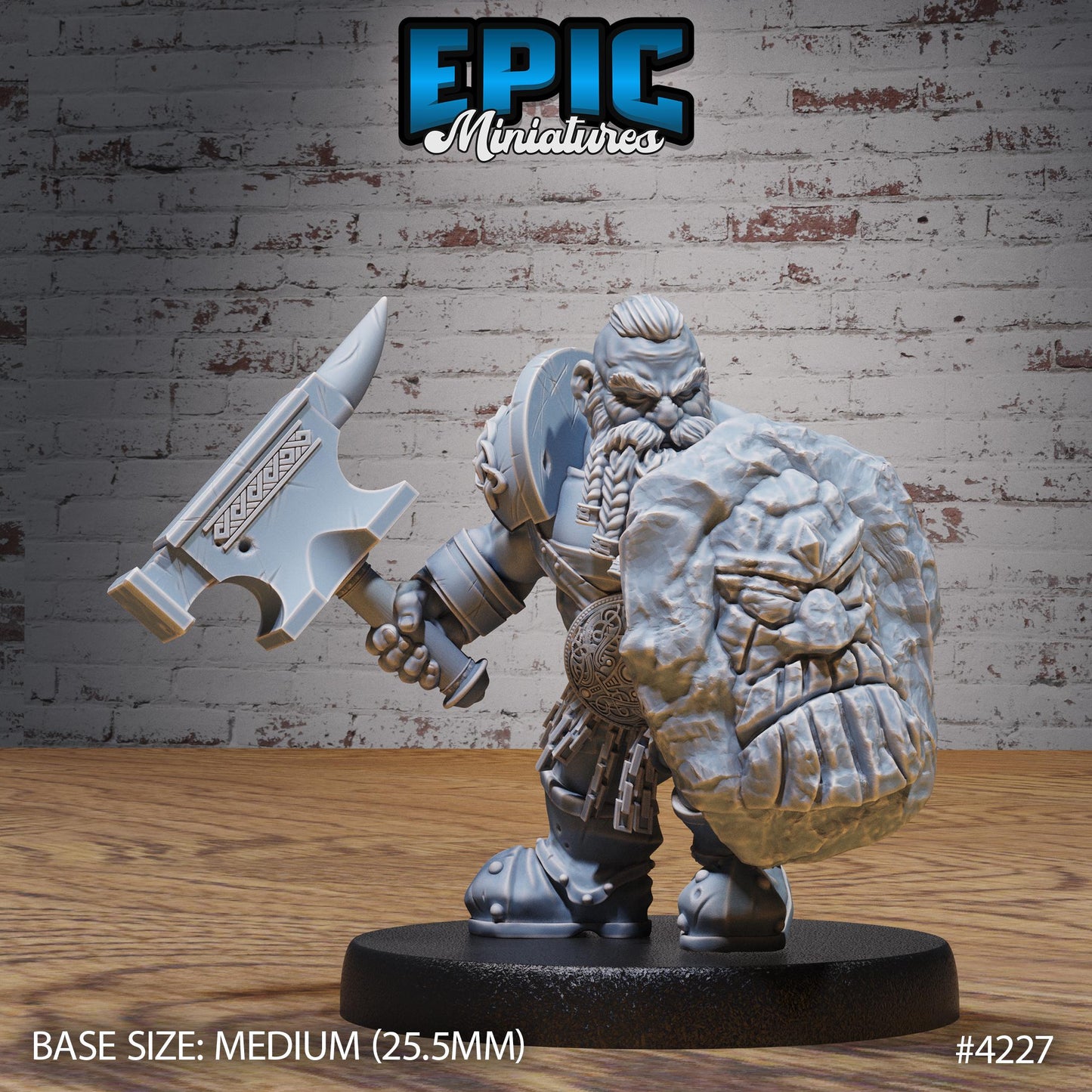 Male Dwarf Champion | Premium DnD Miniatures High Quality Resin | Fantasy, Anvil Horn Hammer, Shield, Beard, Fighter, Barbarian, Hero