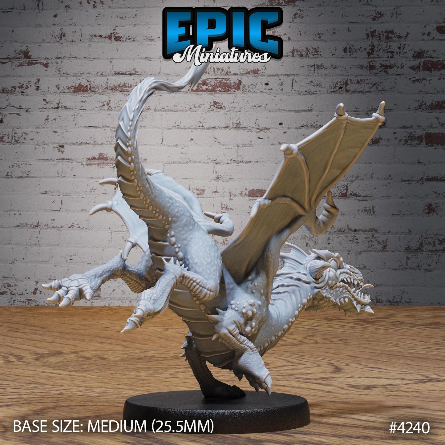 Black Dragon Wyrmling (Medium) | Premium DnD Minis | High Quality Resin | Wyvern Mini, Beast, Medium, Cute, Stretching, Dragon, Baby Infant