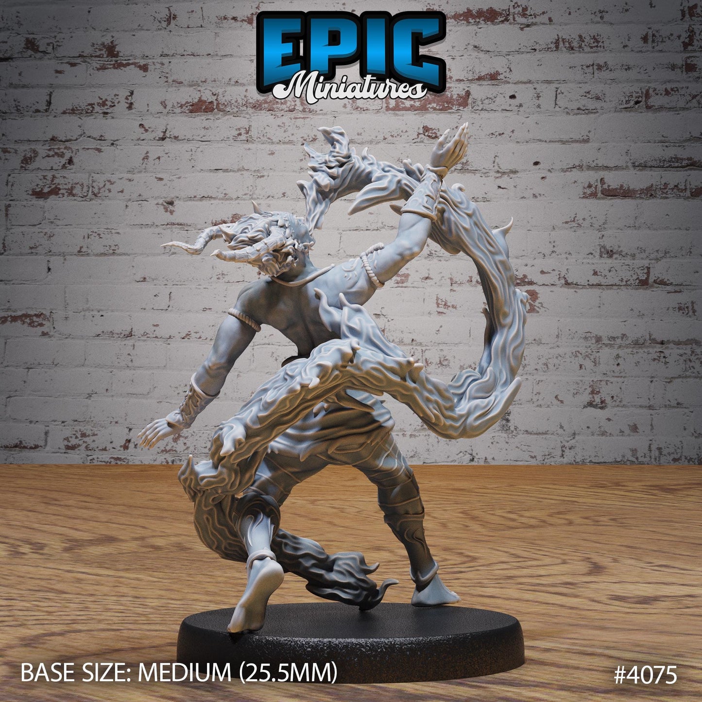 Young Efreeti Miniature (Medium) | Premium DnD Minis High Quality Resin | Fantasy | Elemental, Water, Mockery, Tiefling, Male, Genasi, Monk