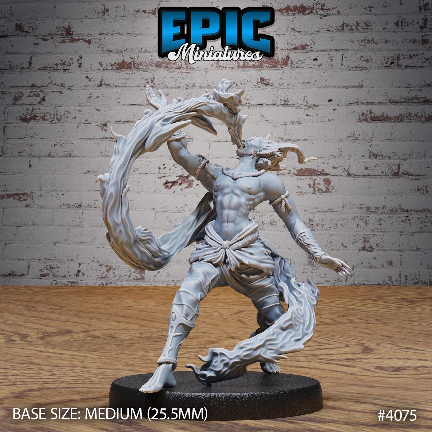 Young Efreeti Miniature (Medium) | Premium DnD Minis High Quality Resin | Fantasy | Elemental, Water, Mockery, Tiefling, Male, Genasi, Monk