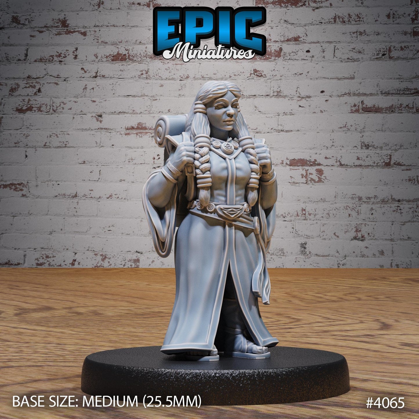 Female Dwarf Wind Mage Miniature (Medium) | Premium DnD Minis High Quality Resin | Fantasy | Hair, Magic, Knife, Rogue, Wizard, Stance