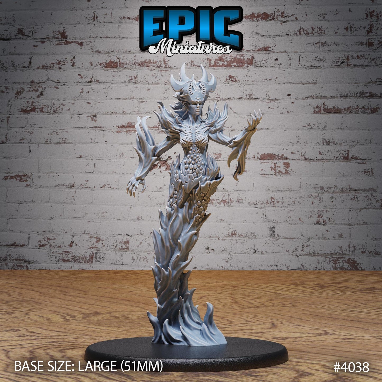Female Fire Elemental Miniature (Large) | Premium DnD Minis | High Quality Resin Miniature | Fantasy, Flames, Sword, Magic. Ice