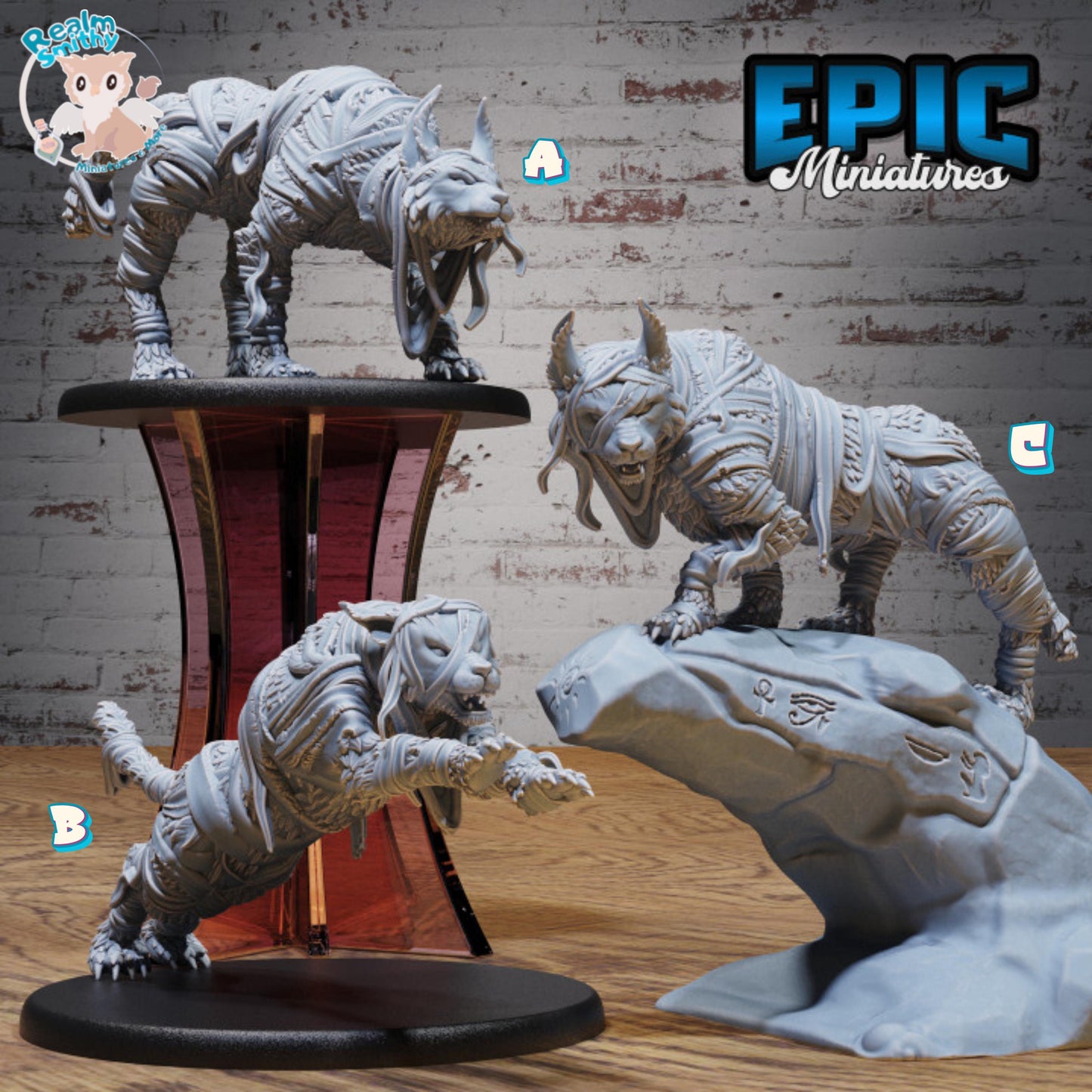 Lynx Mummy Miniature (Large) | Premium DnD Minis High Quality Resin | Beast, Anubis, Desert, Lion, Sphinx Pyramid Enemy, Pounce, Mummified