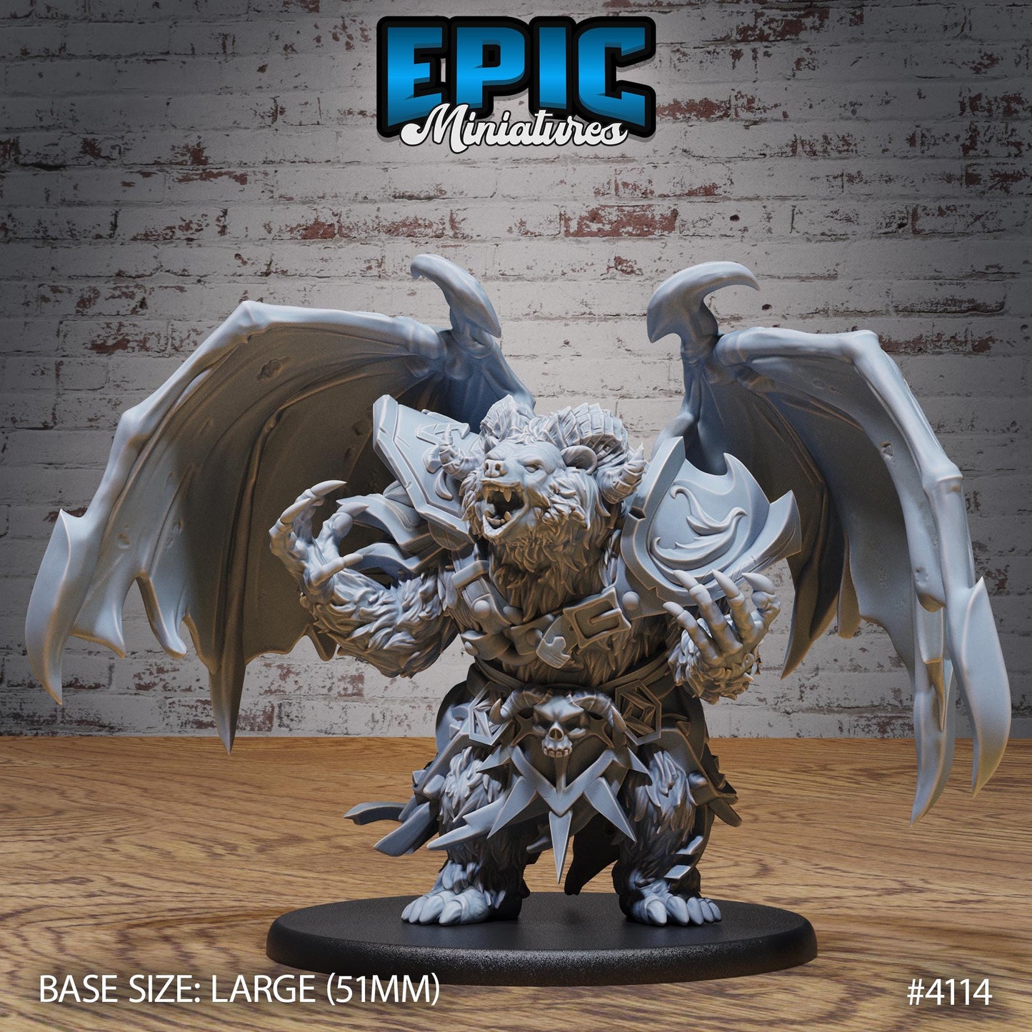 Winged Bear Druid Miniature (Large) | Premium DnD Minis | High Quality Resin | Fantasy, Halsin, Wings, Creature, Pathfinder, Winged Bugbear