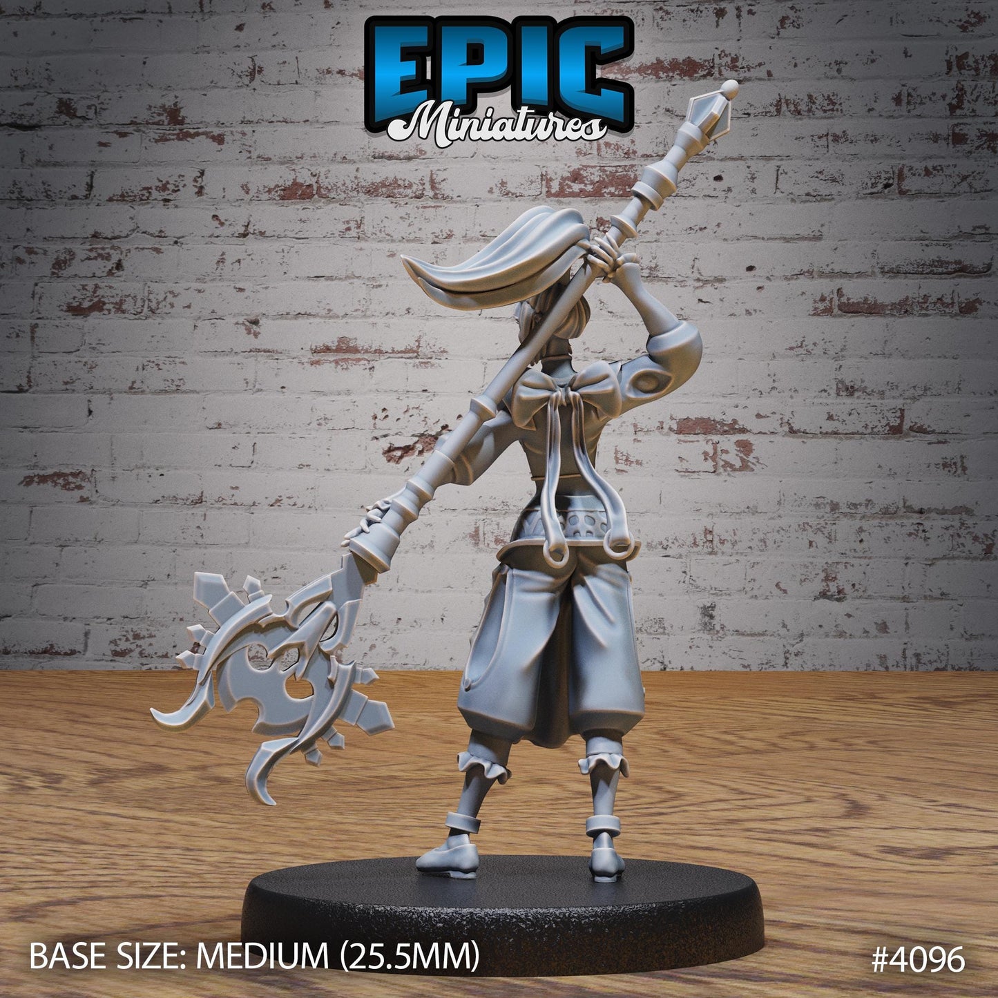 Female Elf Sorceress Miniature (Medium) | Premium DnD Minis High Quality Resin | Fantasy, Wizard, Warlock, Staff, Bust, Book, Ponytail