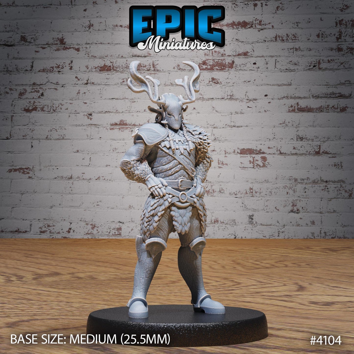 Male Woodland Knight Miniature (Medium) | Premium DnD Minis High Quality Resin | Fantasy, Druid, Antlers, Ranger, Bow, Crouch