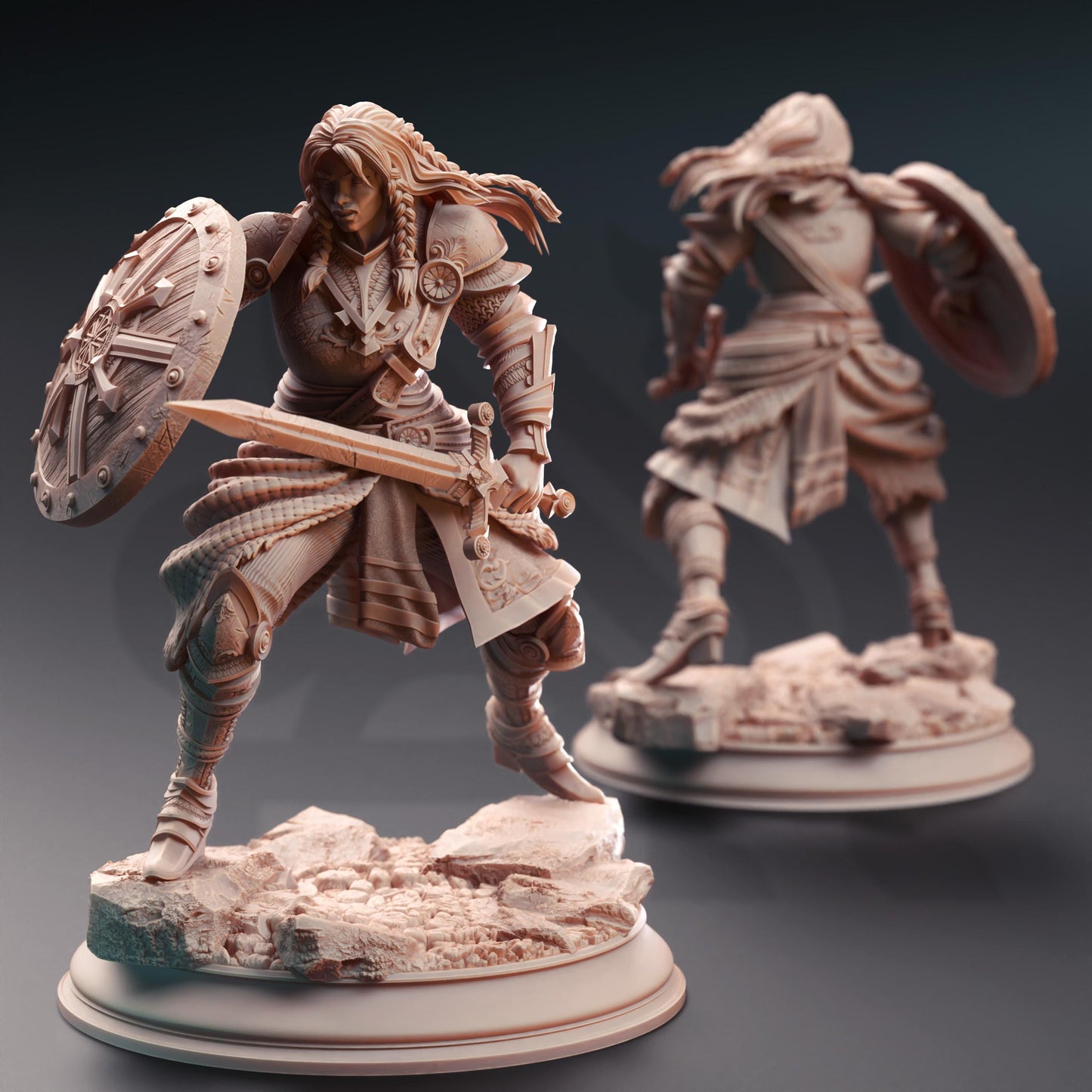 Jorjie of Hvirnam, Female Fighter (Medium) | 32mm Hero Scale | Premium DnD Miniature High Quality Resin | DM Stash