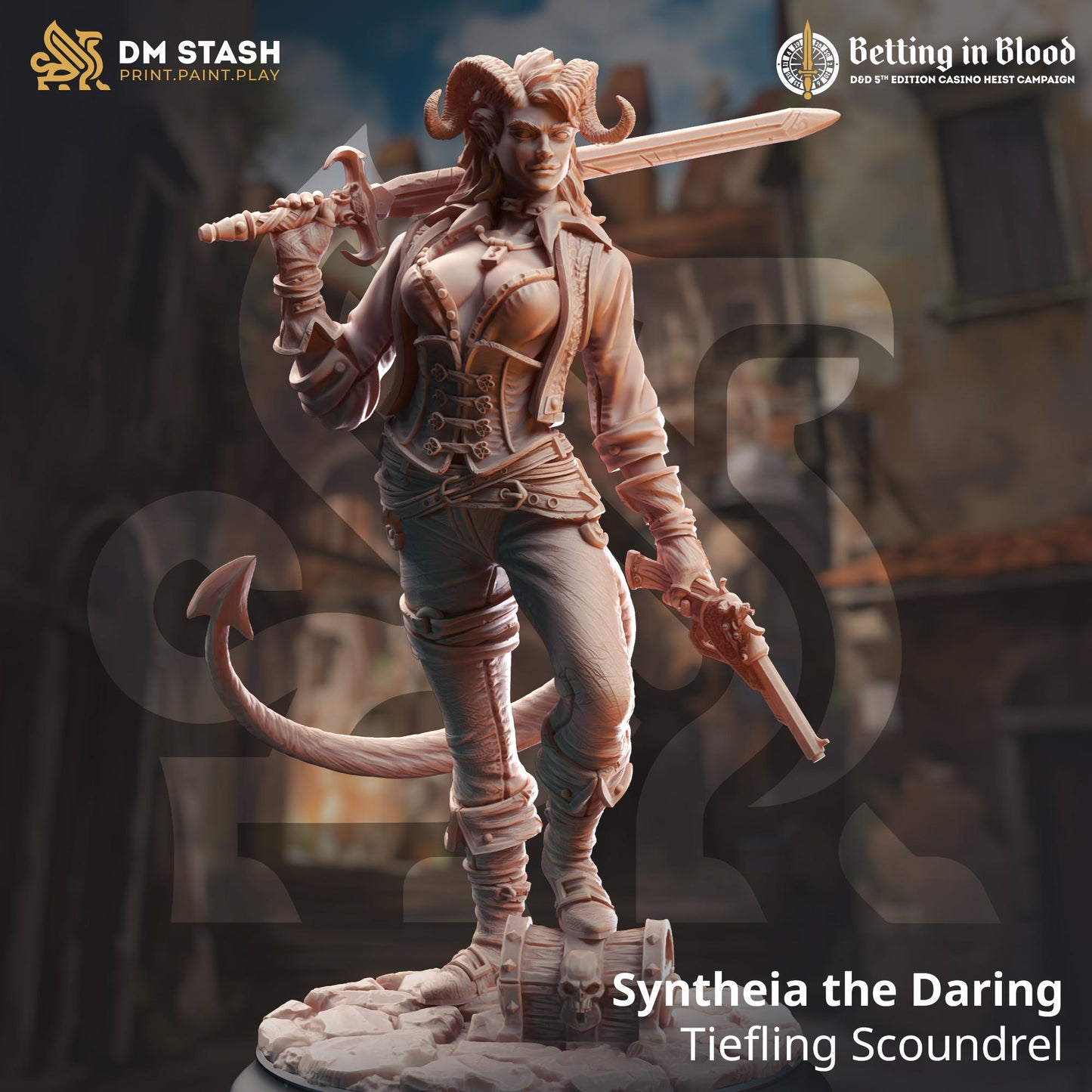 Syntheia the Daring - Tiefling Scoundrel (Medium) | 32mm Hero Scale | Premium DnD Miniature High Quality Resin | DM Stash