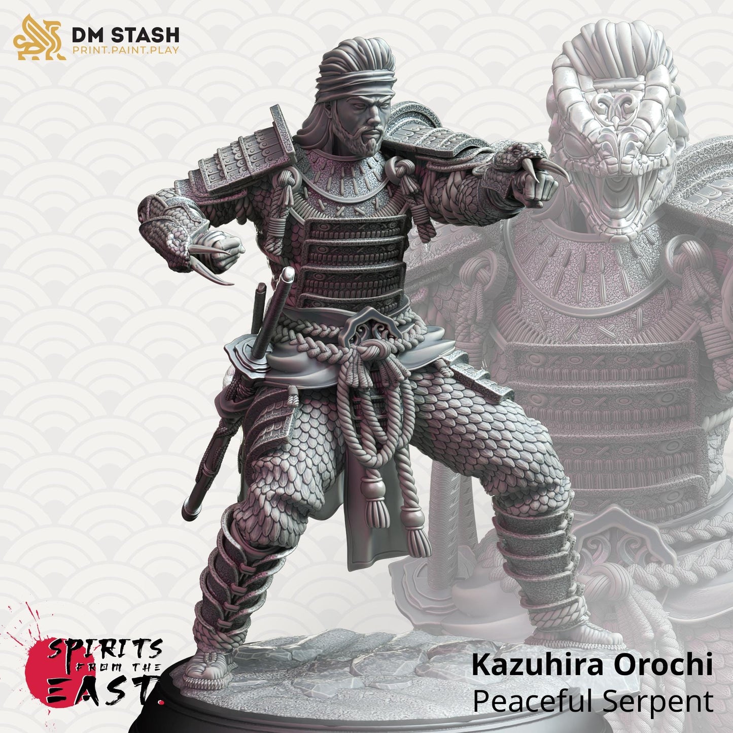 Kazuhira Orochi - Peaceful Serpent (Medium)| 32mm Hero Scale | Premium DnD Miniature High Quality Resin | DM Stash |Male Monk Japanese Snake