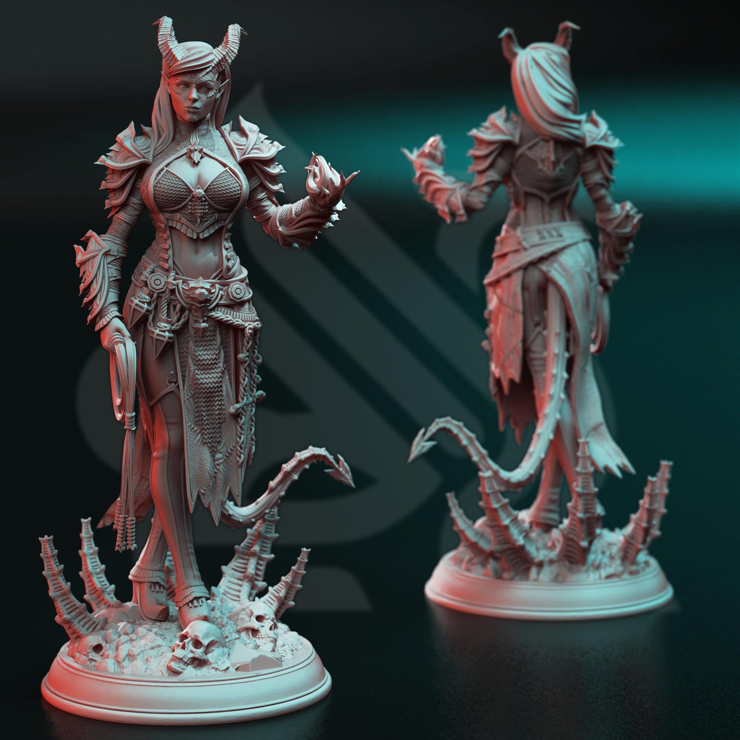 Tiefling Fiend Warlock - Skardi of the Third (Medium) | 32mm Hero Scale | Premium DnD Miniature High Quality Resin |DM Stash| Sorceress