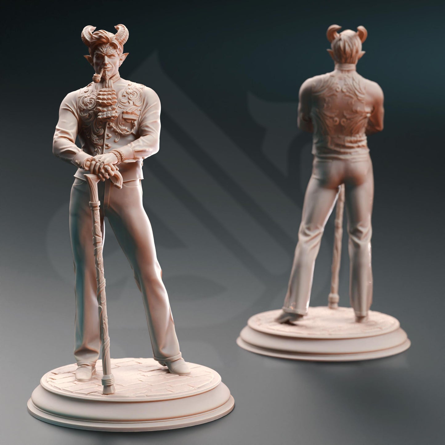 Tiefling Crimelord - Xarvir Barikdral (Medium) | 32mm Hero Scale | Premium DnD Miniature High Quality Resin |DM Stash| Casino, Cane, Devil