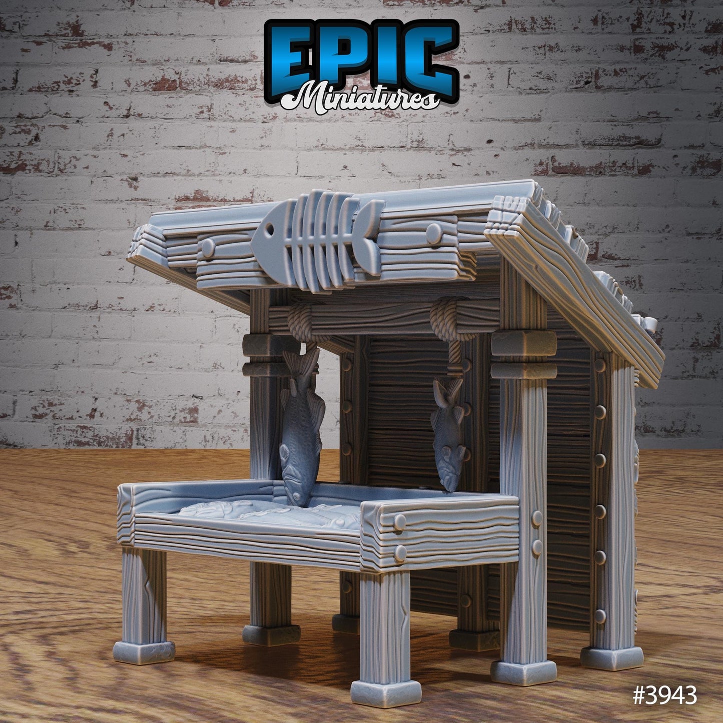 Harbor Merchant Stands | Premium DnD Miniatures High Quality Resin | Fantasy Scatter, Terrain Environment | Fish, Net, Docks, Hook, Trader
