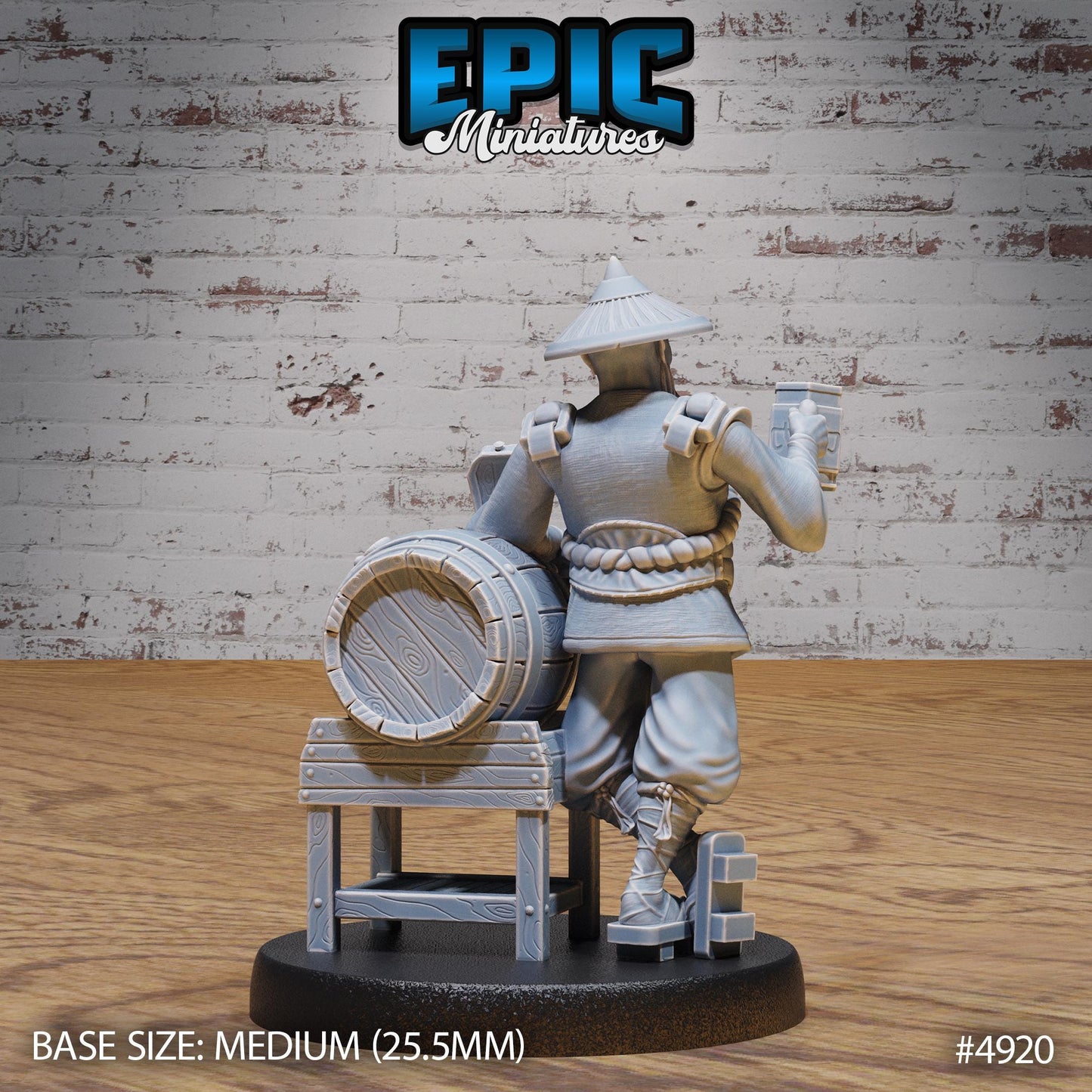 Drunk Master (Medium) | Premium DnD Minis High Quality Resin | Monk, Kong Fu, Chinese, Asian, Japan, East Asia, Barrel, Ale, Stick, Monk