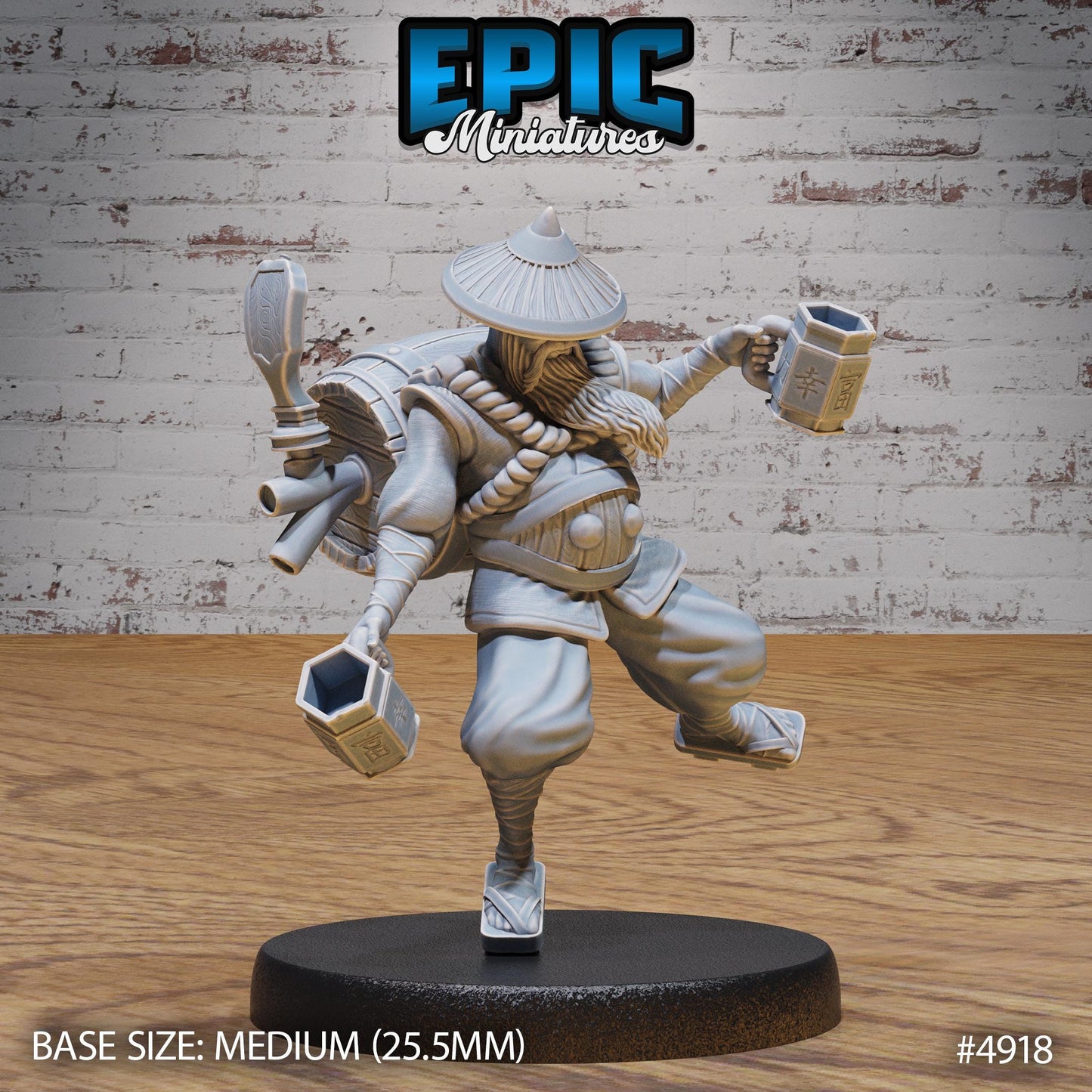 Drunk Master (Medium) | Premium DnD Minis High Quality Resin | Monk, Kong Fu, Chinese, Asian, Japan, East Asia, Barrel, Ale, Stick, Monk