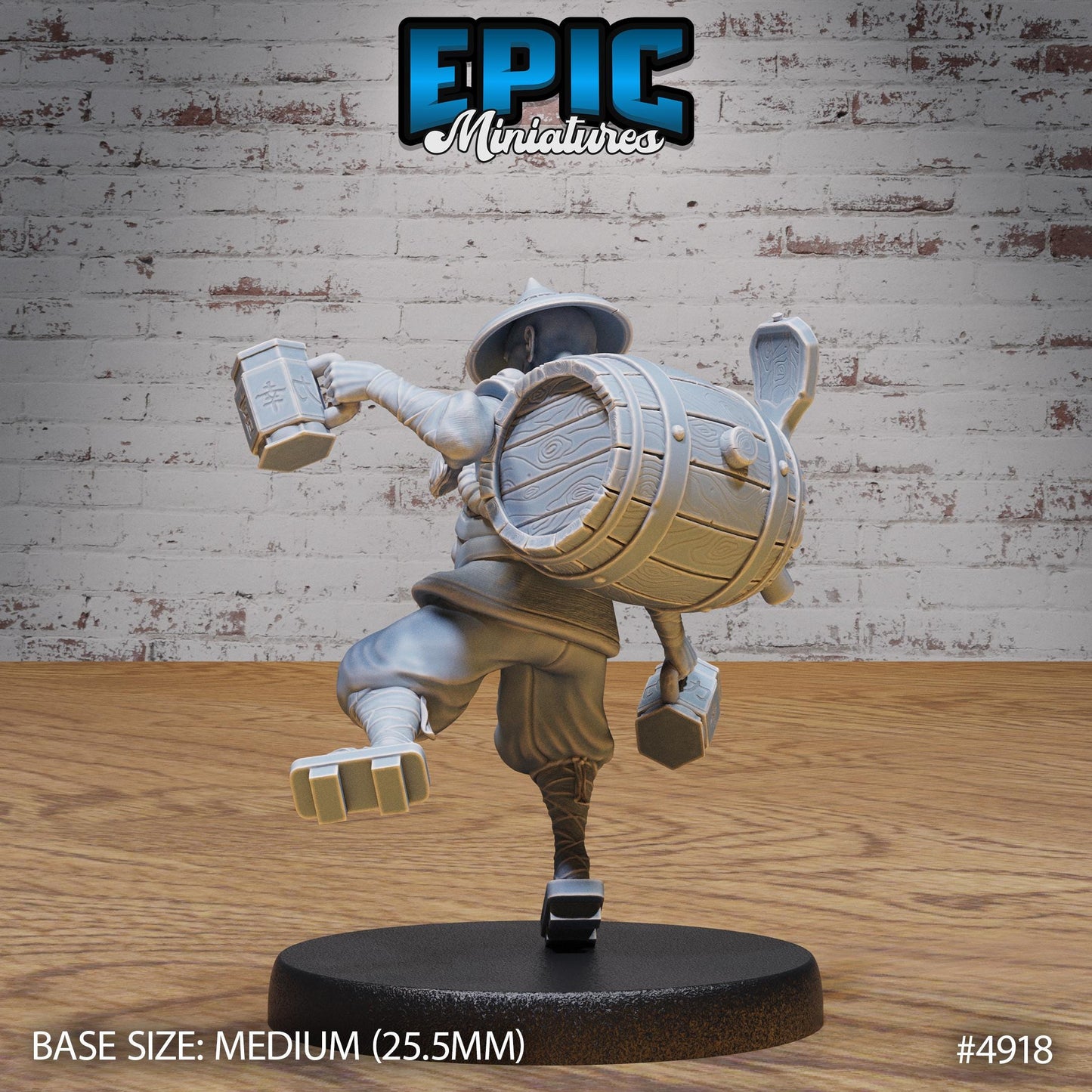 Drunk Master (Medium) | Premium DnD Minis High Quality Resin | Monk, Kong Fu, Chinese, Asian, Japan, East Asia, Barrel, Ale, Stick, Monk