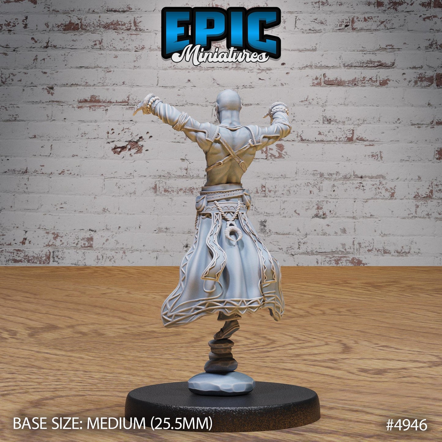 Monk Adventurer Male (Medium) | Premium DnD Minis High Quality Resin | Chain, Asian, Bald, Magic, Kung Fu, Hero, Man, Elf, Human, Cape