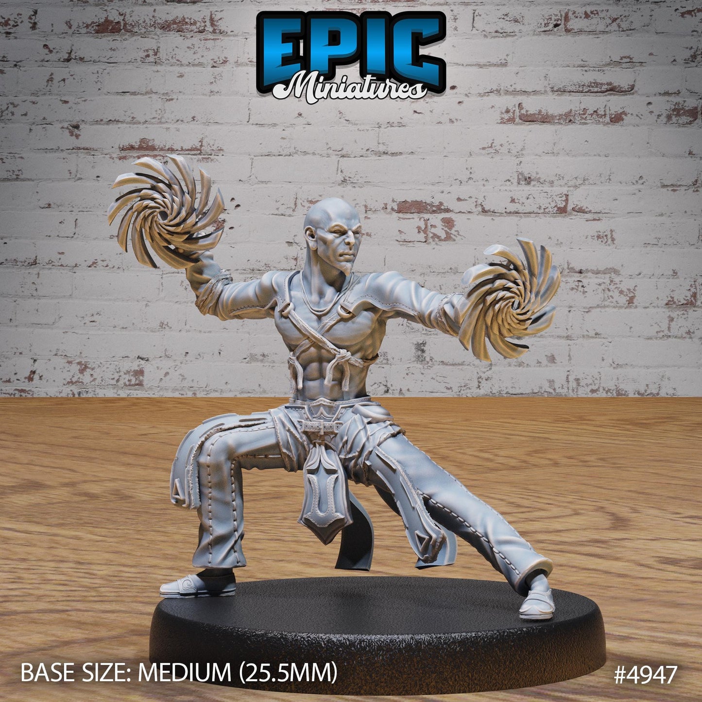 Monk Adventurer Male (Medium) | Premium DnD Minis High Quality Resin | Chain, Asian, Bald, Magic, Kung Fu, Hero, Man, Elf, Human, Cape