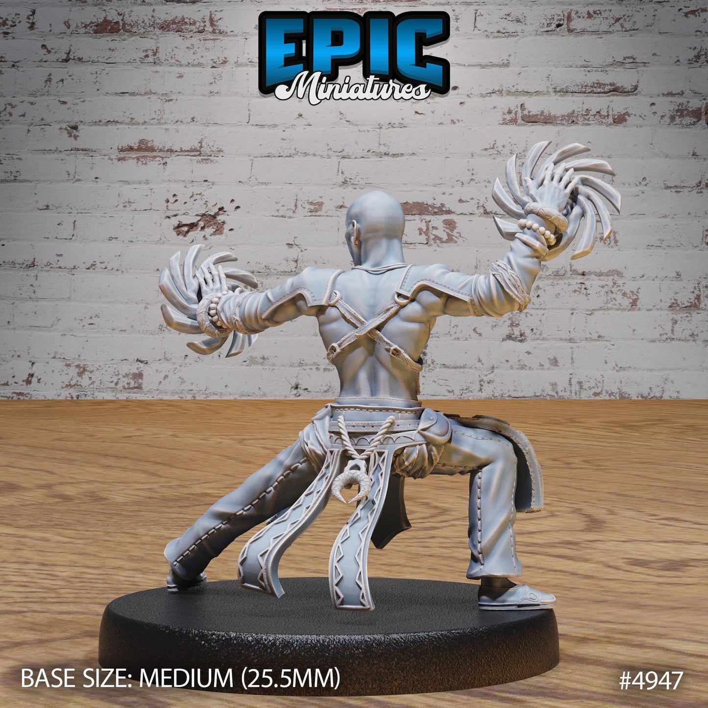 Monk Adventurer Male (Medium) | Premium DnD Minis High Quality Resin | Chain, Asian, Bald, Magic, Kung Fu, Hero, Man, Elf, Human, Cape