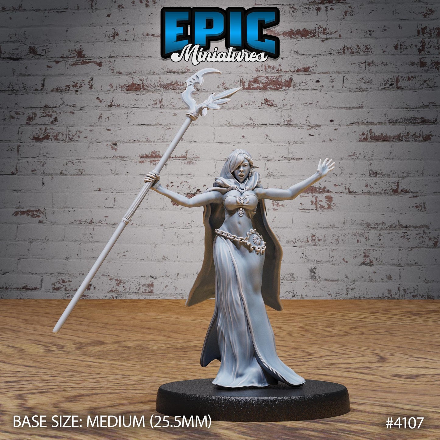 Female Elf Queen (Medium) | Premium DnD Minis | High Quality Resin Miniature | Human, Half-Elf, Drow, Beautiful, Sexy Woman, Magic Staff