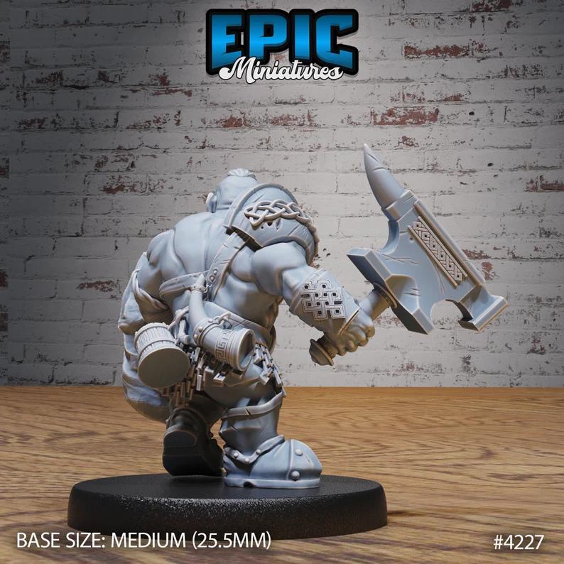 Male Dwarf Champion | Premium DnD Miniatures High Quality Resin | Fantasy, Anvil Horn Hammer, Shield, Beard, Fighter, Barbarian, Hero