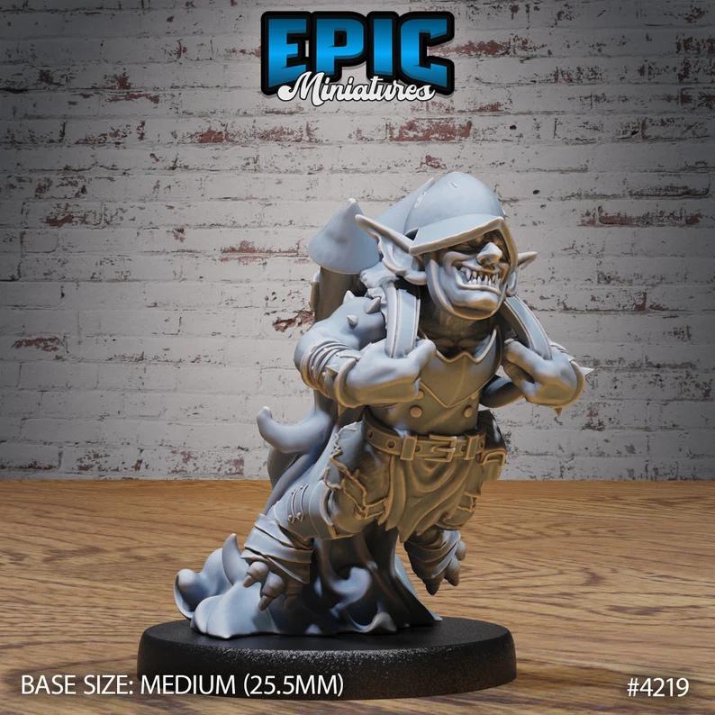 Goblin Miner (Medium) | Premium DnD Minis with High Quality Resin | Fantasy Male Goblin Gnome Miner | Rocket, Torch, Helmet, Bombs, Jetpack