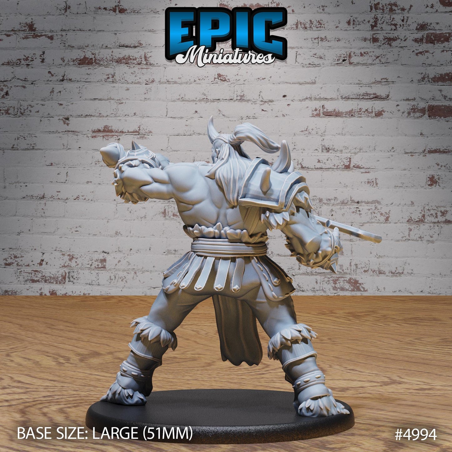 Ogrillon (Large) | Premium DnD Miniatures | High Quality Resin | Ogre, Orc, Barbarian, Half-Orc, Fighter, Axe, Male, Big, Mohawk, Mace, Horn