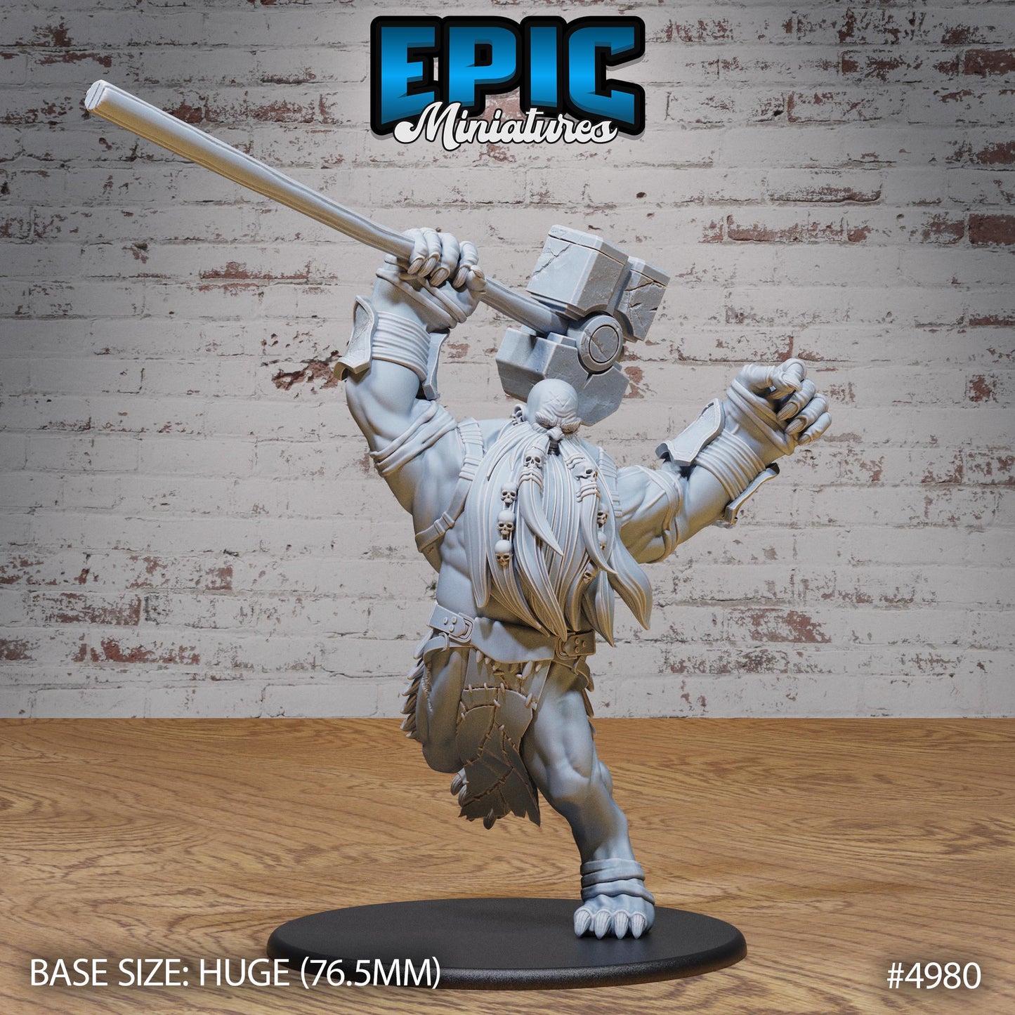 Hill Giant Smasher (Huge) | Premium DnD Minis High Quality Resin | D&D RPG | Big, Fat, Beard, Stomp, Troll, Hammer, Bald