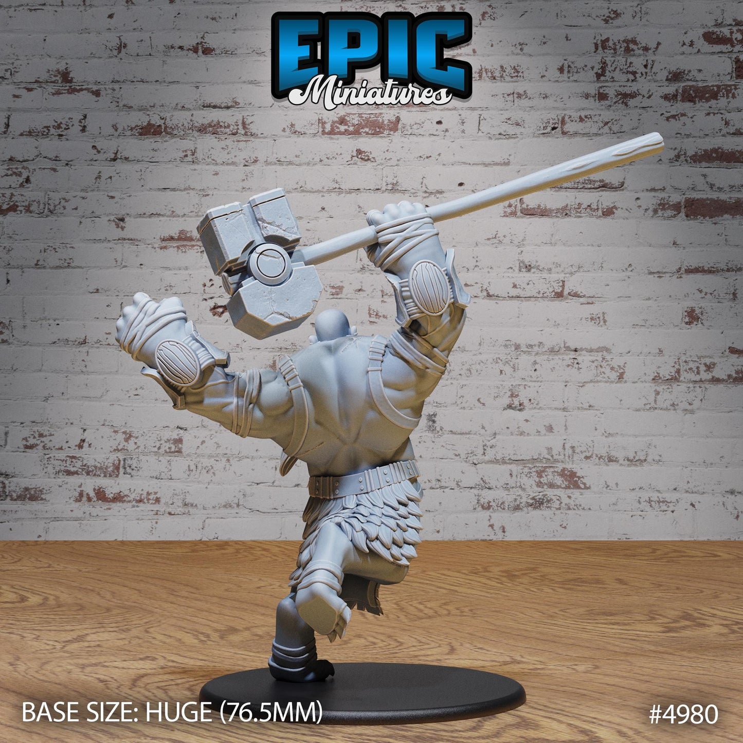 Hill Giant Smasher (Huge) | Premium DnD Minis High Quality Resin | D&D RPG | Big, Fat, Beard, Stomp, Troll, Hammer, Bald