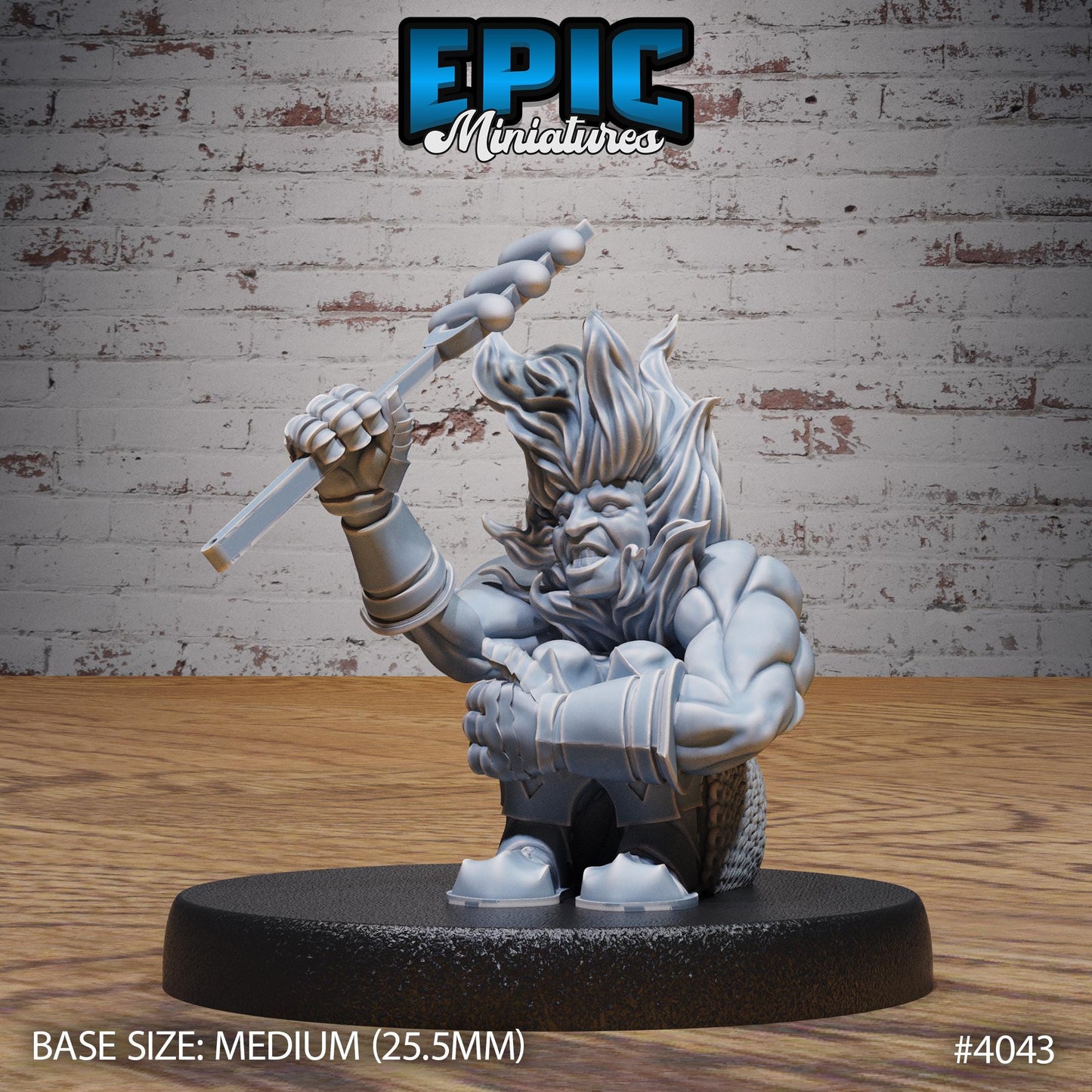 Fire Dwarf Miniature (Medium) | Premium DnD Minis High Quality Resin | Fantasy | Sitting, Attack, Flames, Hair, Fighter, Shield, Gnome