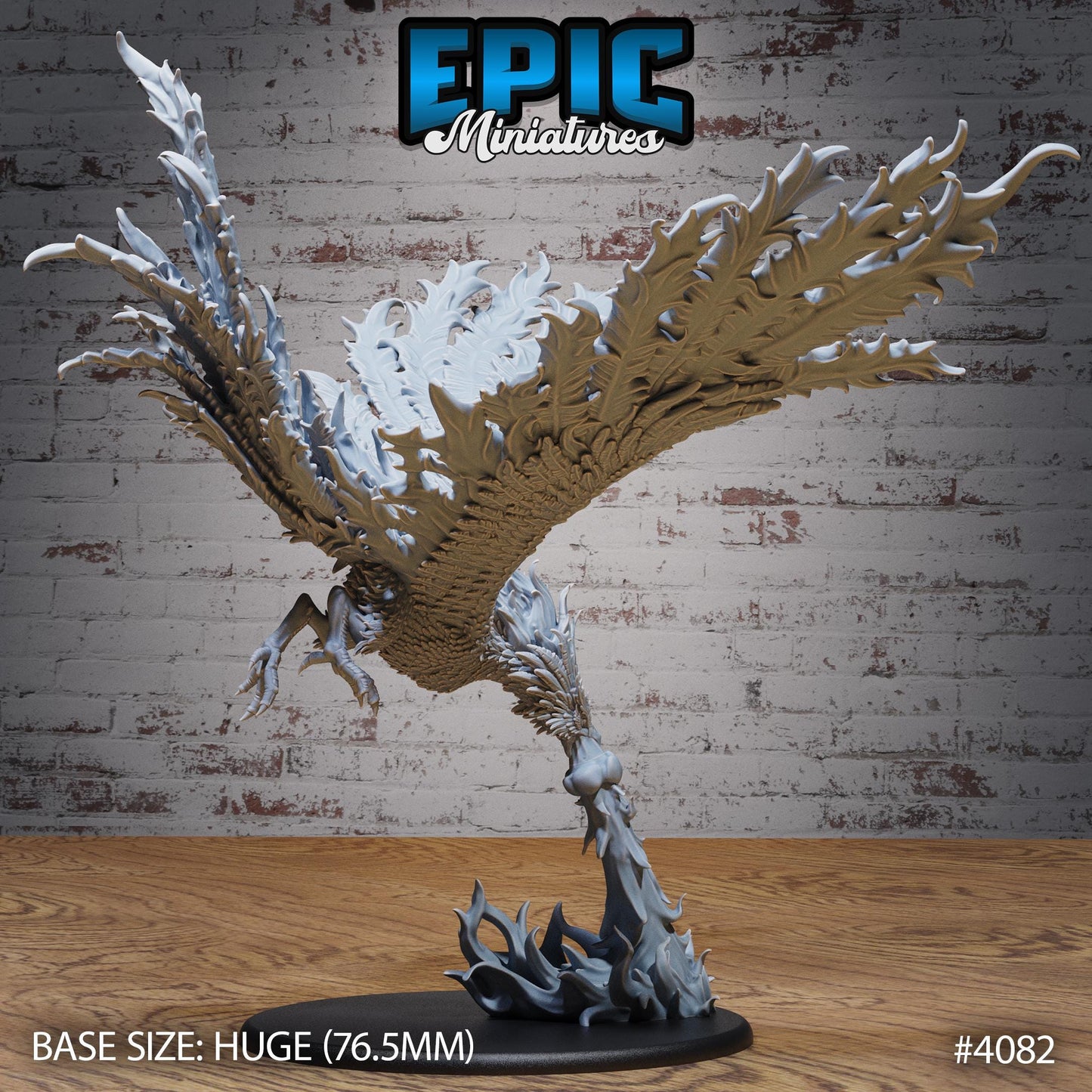 Primordial Phoenix Miniature (Huge) | Premium DnD Minis | High Quality Resin | Flame, Fire, Dragon, Feathers, Flying, Beast, Flames, HP