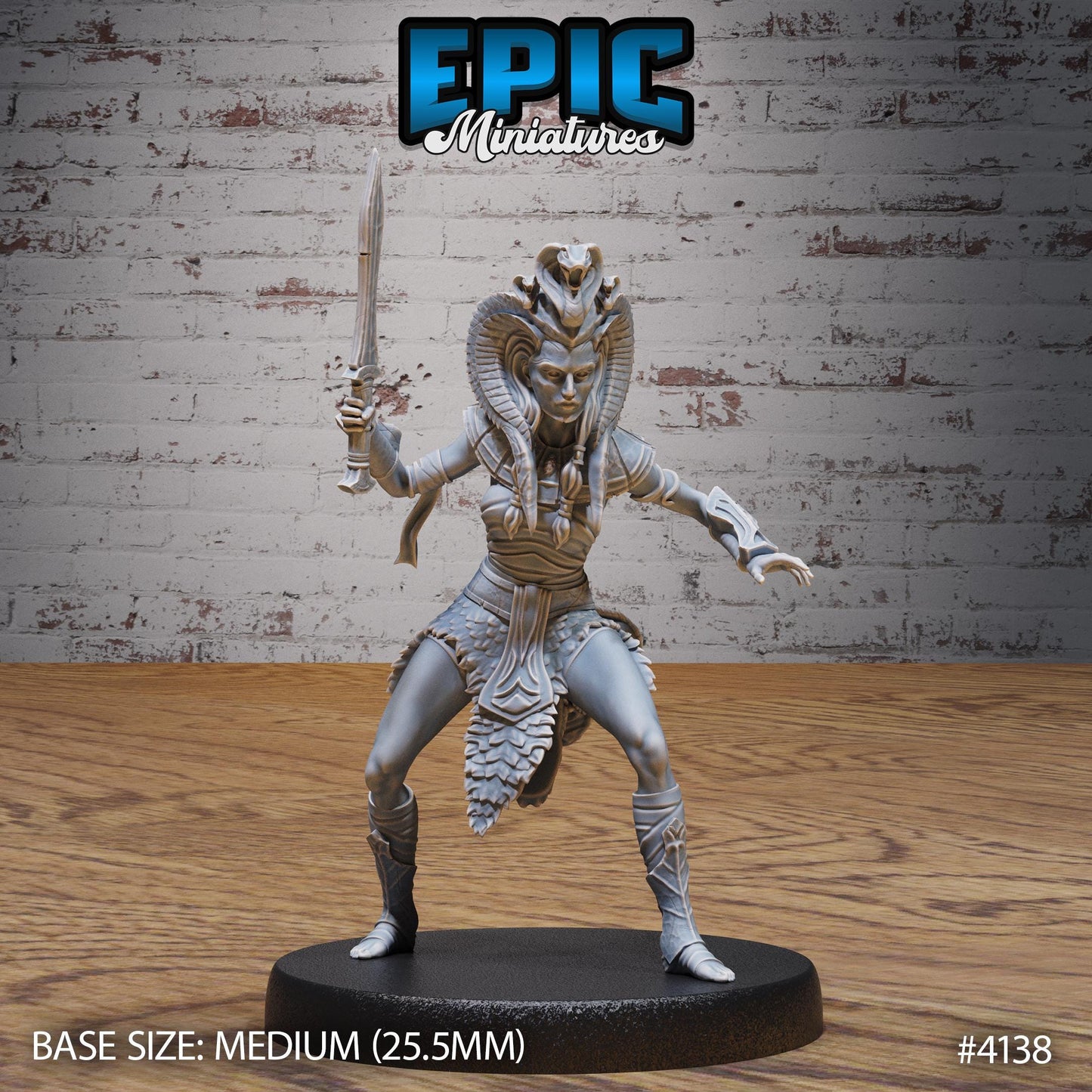 Female Cleopatra Royal Guard Miniature (Medium) | Premium DnD Minis High Quality Resin | Fantasy, Mummy, Snake, Desert, Pyramid