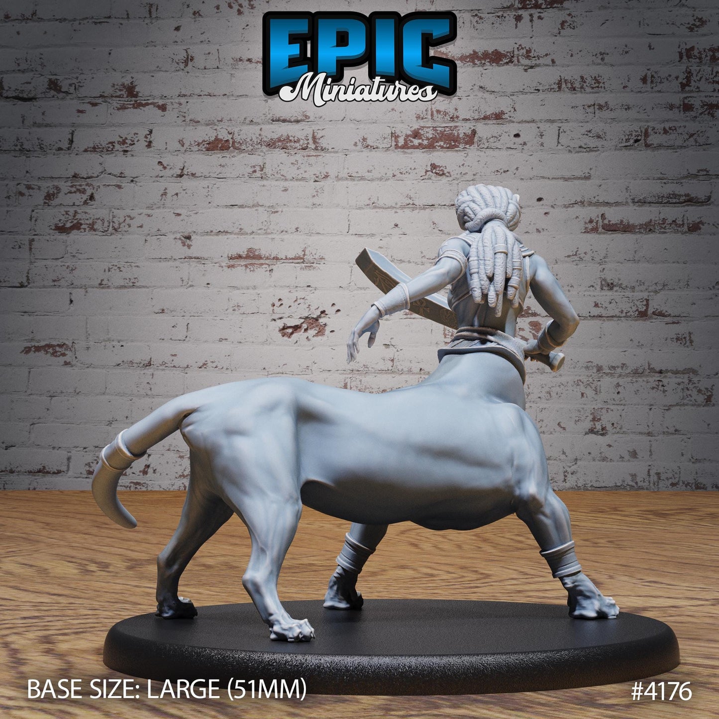 Female Lion Centaur Bastet Devotee Miniature (Large)| Premium DnD Minis High Quality Resin | Beast, Sphinx, Sword, Lion, Desert, Cat, Spear