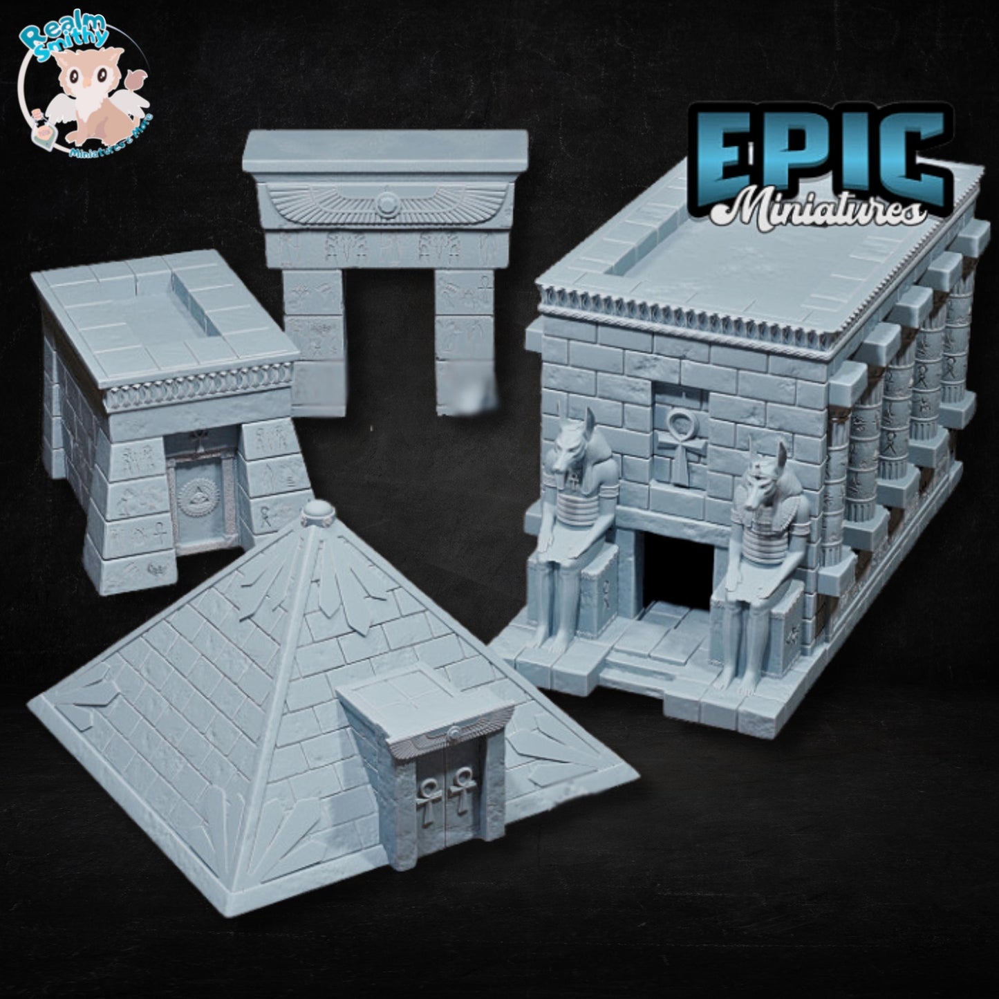 Ancient Egyptian Tomb/Temple Miniatures (Bundle D) | Premium DnD Minis High Quality Resin | Sphinx, Terrain, Buildings, Pyramid, Scatter