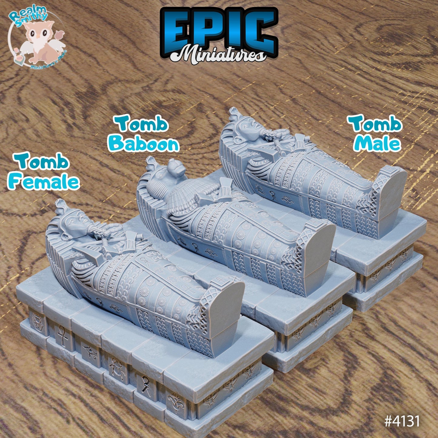 Ancient Egyptian Sarcophagus Miniatures (Bundle E) | Premium DnD Minis High Quality Resin | Sphinx, Terrain, Tomb, Grave, Sarcophagi, Tombs