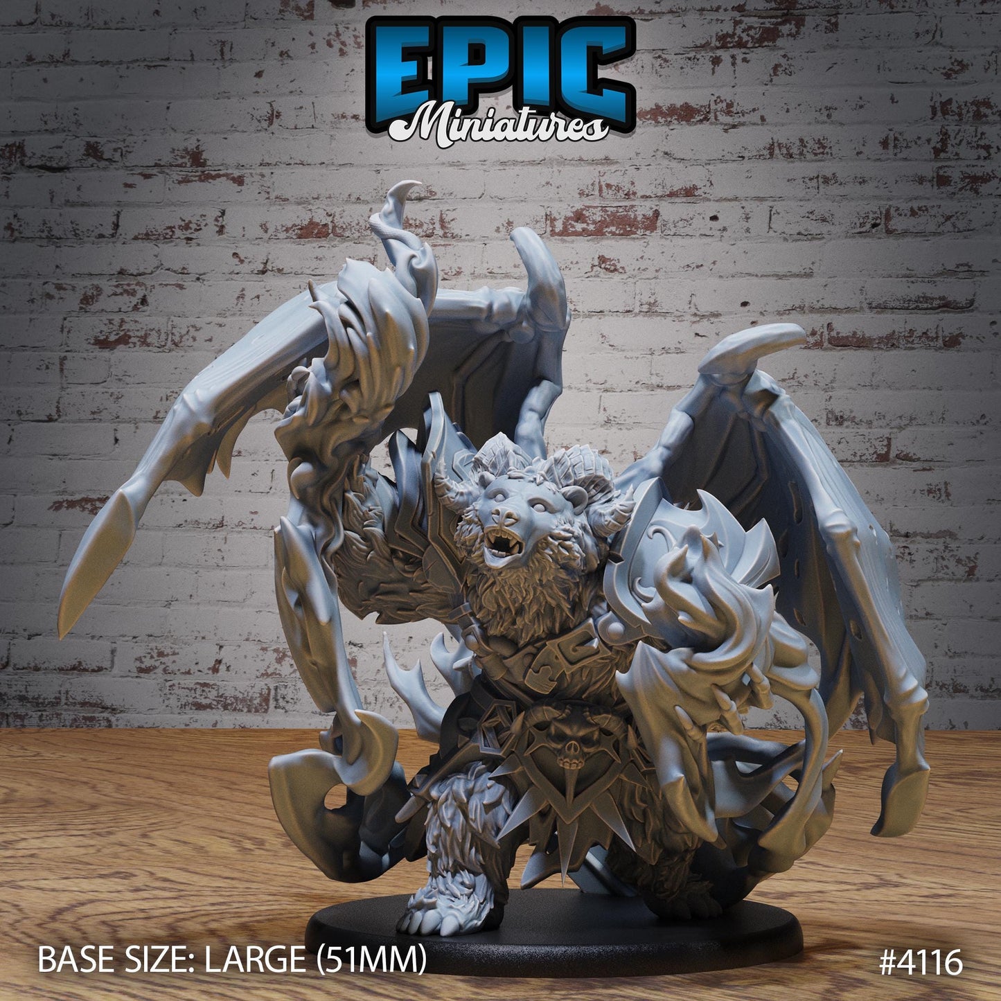 Winged Bear Druid Miniature (Large) | Premium DnD Minis | High Quality Resin | Fantasy, Halsin, Wings, Creature, Pathfinder, Winged Bugbear
