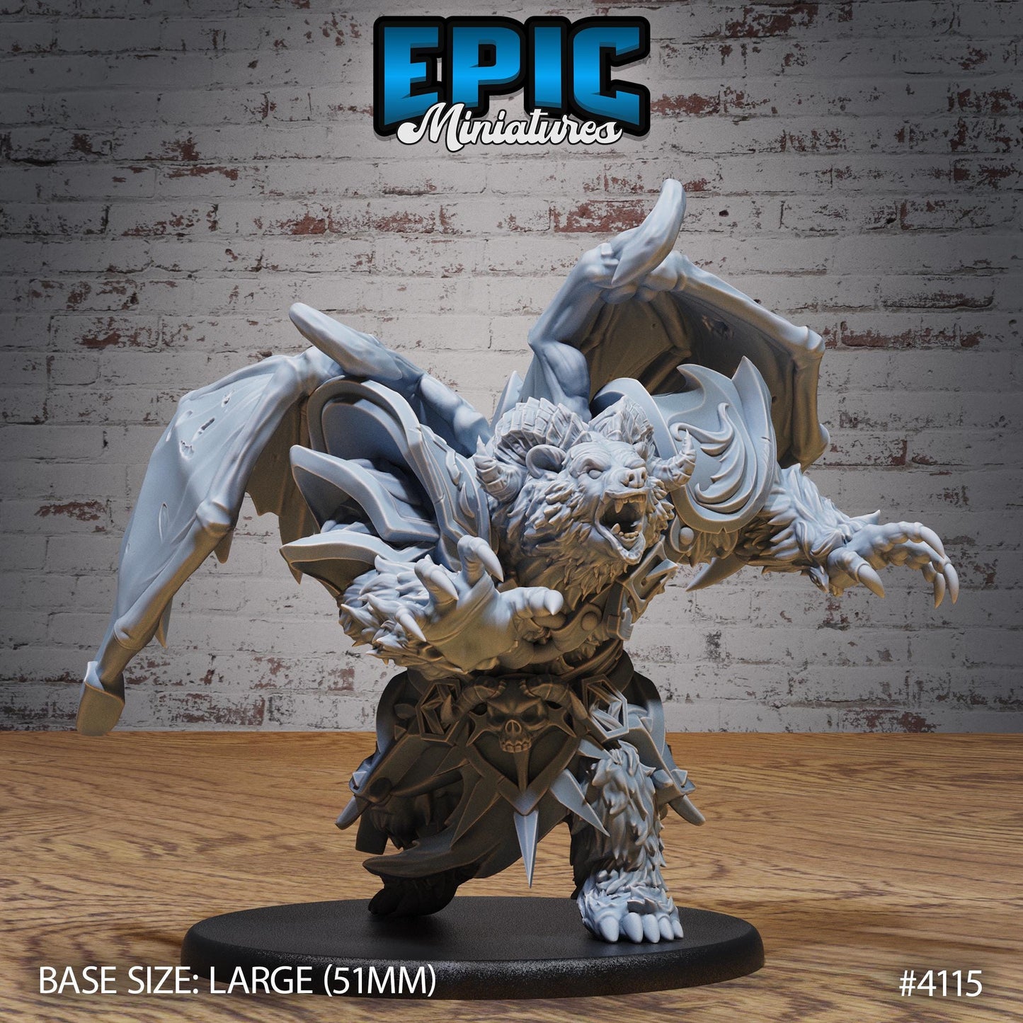 Winged Bear Druid Miniature (Large) | Premium DnD Minis | High Quality Resin | Fantasy, Halsin, Wings, Creature, Pathfinder, Winged Bugbear