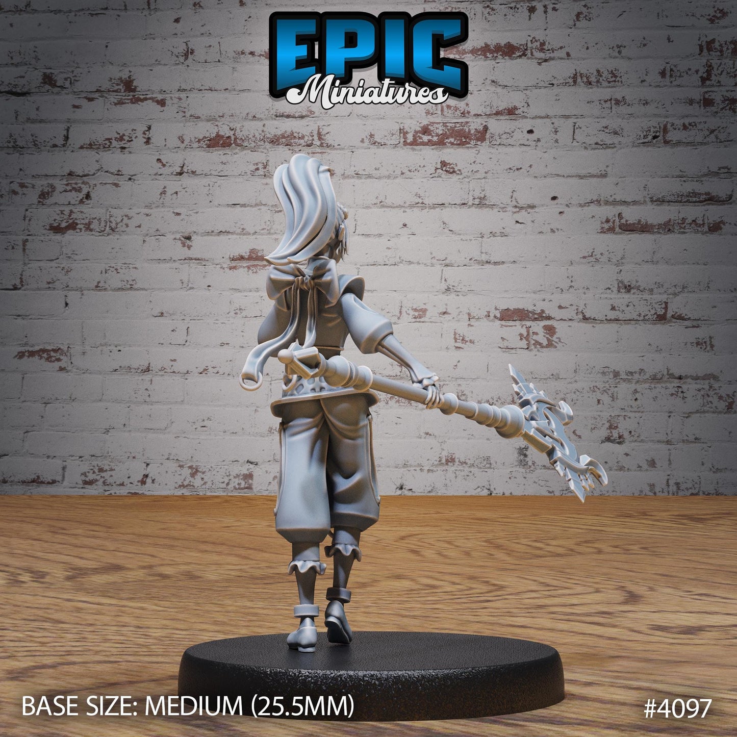 Female Elf Sorceress Miniature (Medium) | Premium DnD Minis High Quality Resin | Fantasy, Wizard, Warlock, Staff, Bust, Book, Ponytail