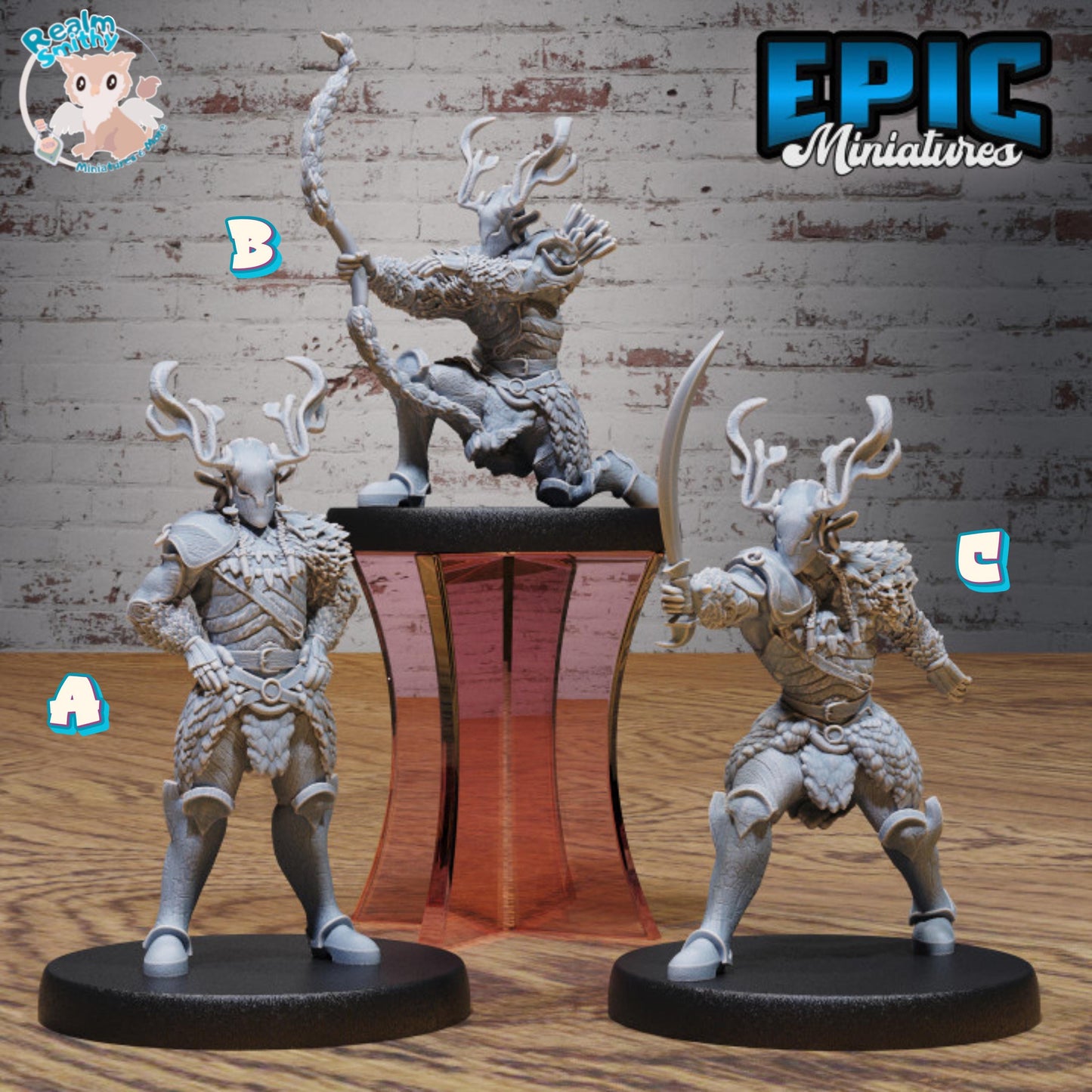Male Woodland Knight Miniature (Medium) | Premium DnD Minis High Quality Resin | Fantasy, Druid, Antlers, Ranger, Bow, Crouch