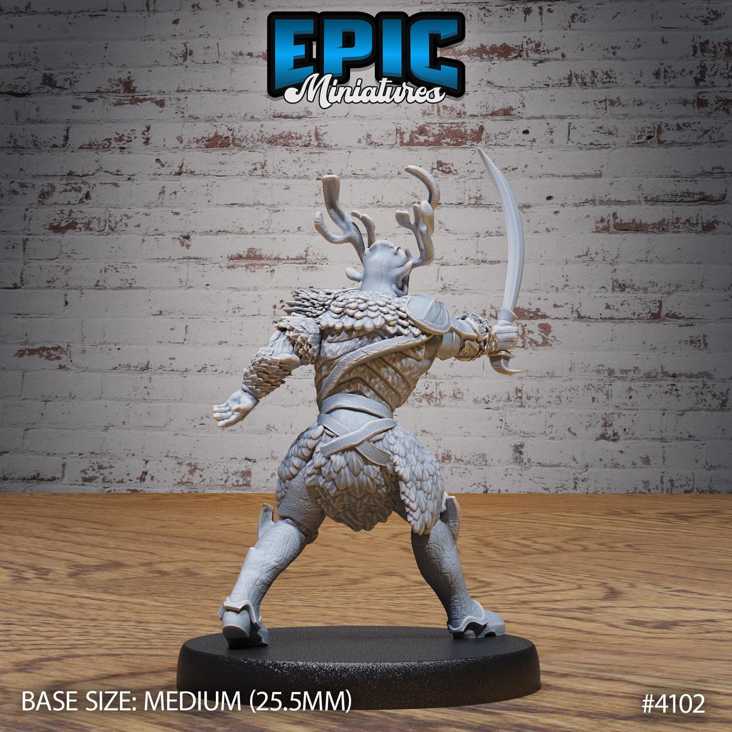 Male Woodland Knight Miniature (Medium) | Premium DnD Minis High Quality Resin | Fantasy, Druid, Antlers, Ranger, Bow, Crouch