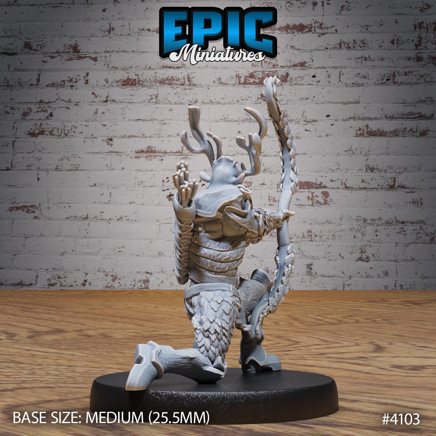 Male Woodland Knight Miniature (Medium) | Premium DnD Minis High Quality Resin | Fantasy, Druid, Antlers, Ranger, Bow, Crouch