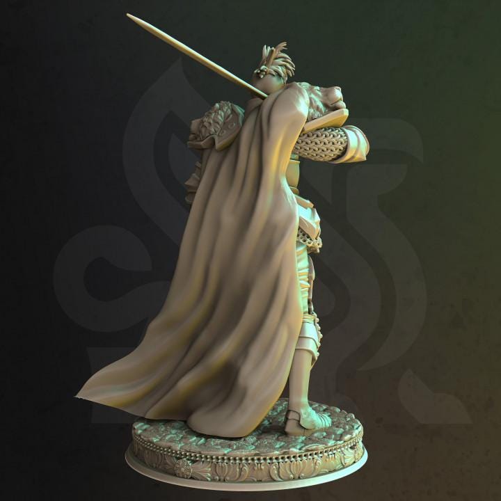 Champion Of The Claw - Pride (Medium) | 32mm Hero Scale | Premium DnD Miniature High Quality Resin |DM Stash| Male Fighter, Cape, Sword
